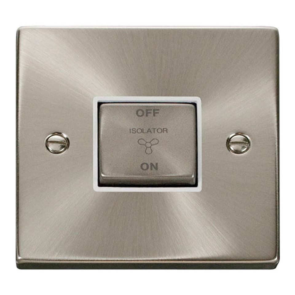 image 1 of SE HOME Satin Brushed Chrome 10A 1 Gang Ingot 3 Pole Fan Isolation Switch | Chrome | Satin Chrome