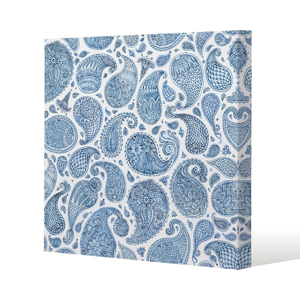 image 1 of Blue and White Bo Ho world (Canvas Print) 101 x 101 x 4cm