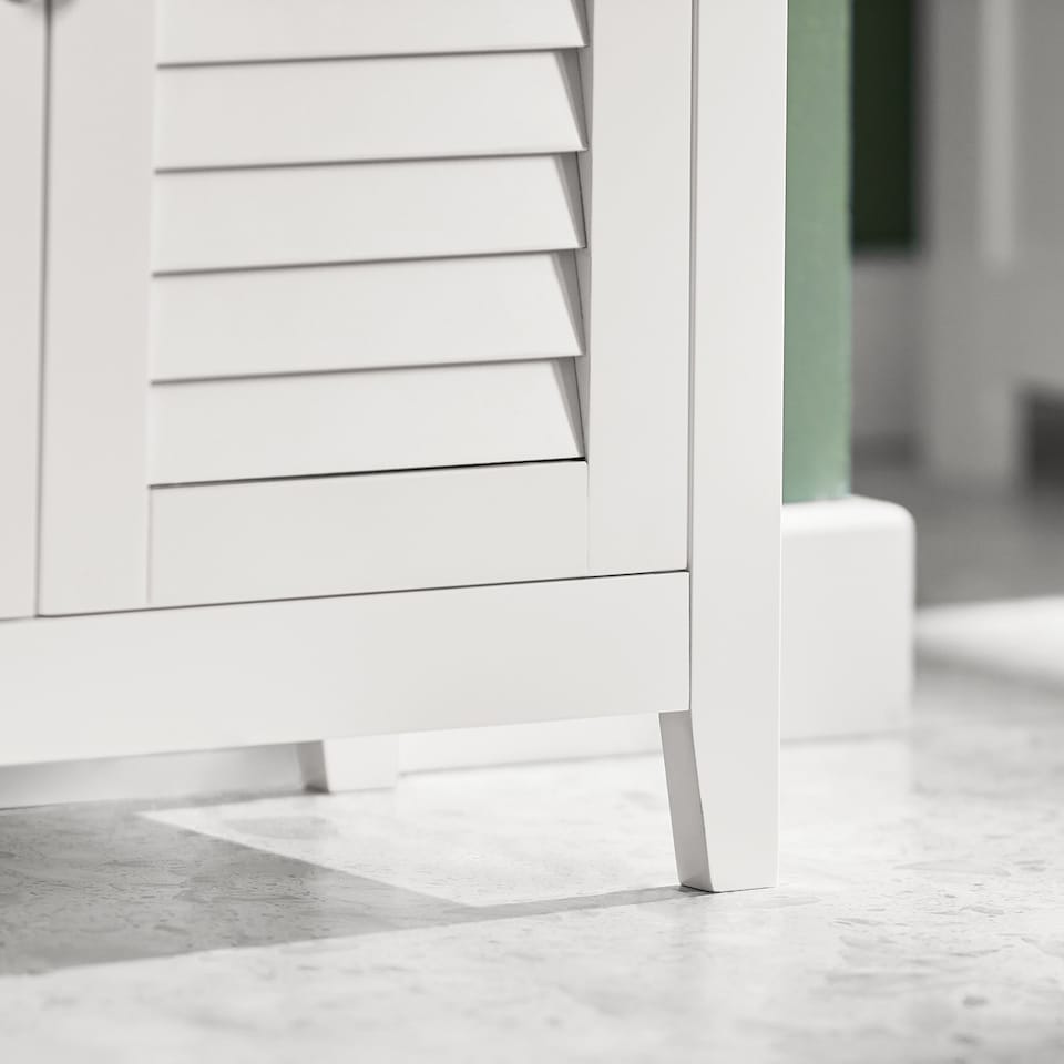 image 1 of SoBuy BZR13-W,Slim Bathroom Storage Cabinet with 2 Shelves & 2 Shutter Doors | White | White | 1