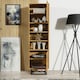 image 4 of Tall Display Cabinet 175cm – Oak Matt with Black Metal Frame & Hidden Storage N/A | Oak