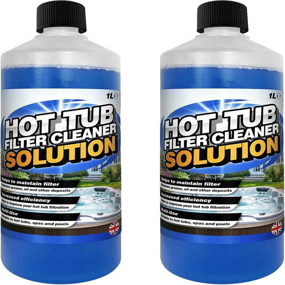 image 1 of 4 x 1 Litre Hot Tub Spa & Pool Filter Cartridge Cleaner Solution Removes Grease & Oil