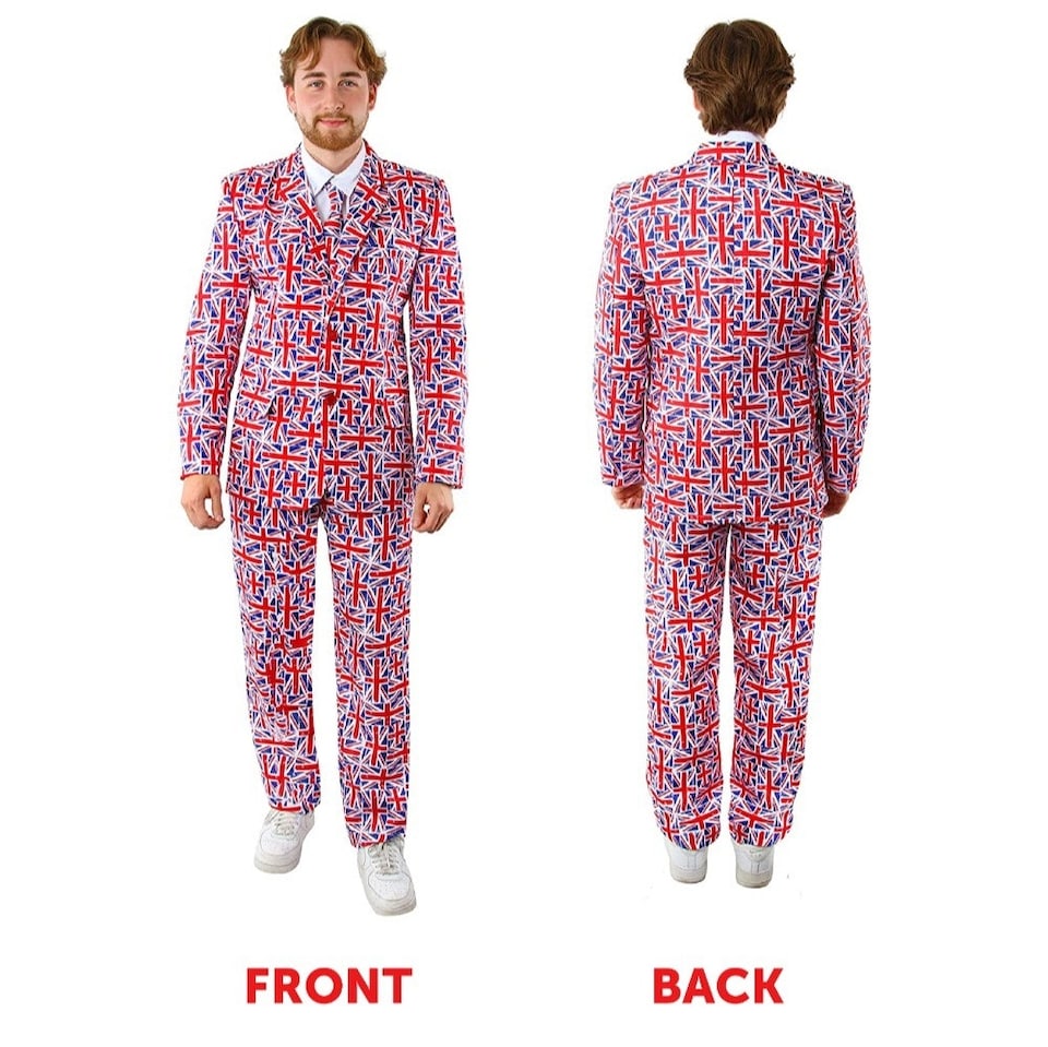 image 1 of Union Jack Suit and Tie | Red | L