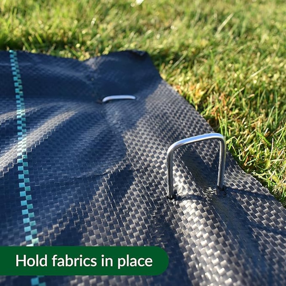 image 1 of Metal U-shaped Garden Pegs for Fixing Artificial Grass, Garden Cloth, Peat Mats and Nets