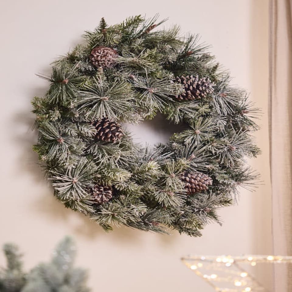 image 1 of XL Sparkling Pine Wreath - 76cm