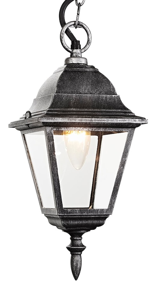 image 1 of Black/Silver Cast Aluminium IP44 Outdoor Hanging Lantern | Multi