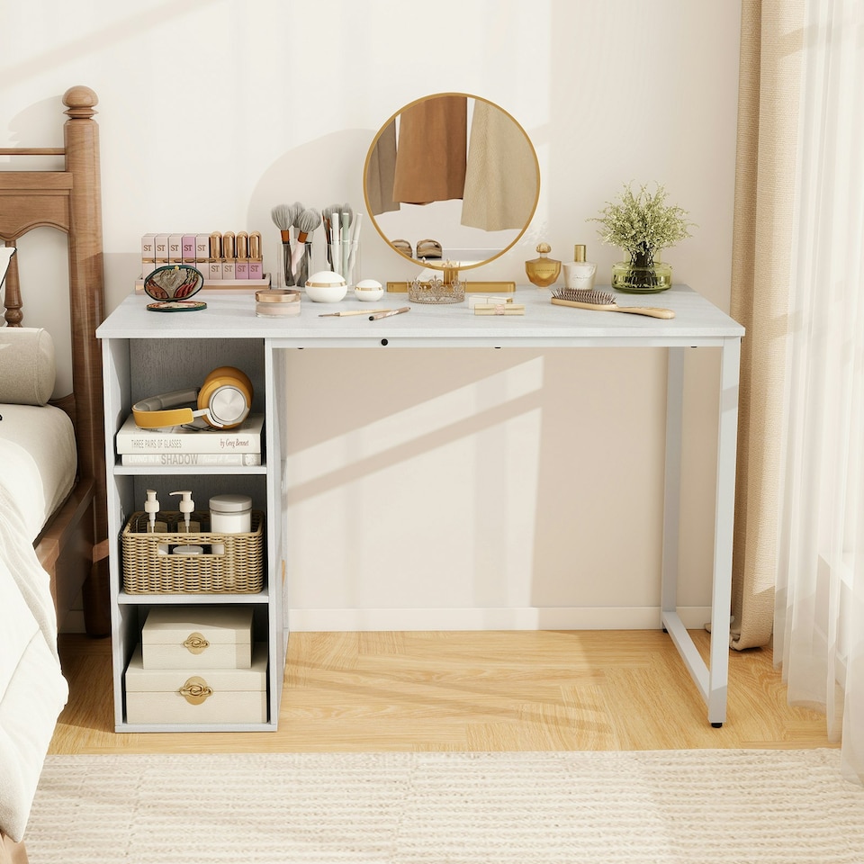 image 1 of COSTWAY Computer Office Desk with 5 Compartments White White