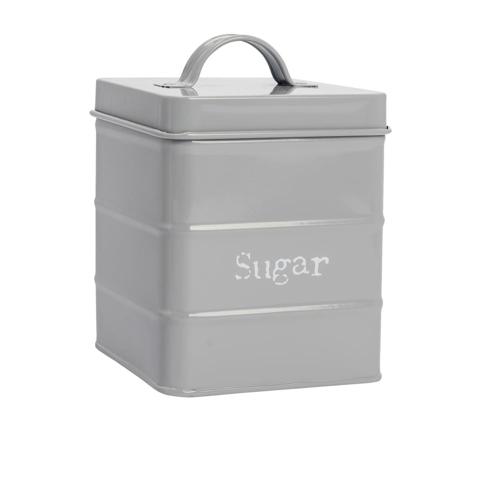 image 1 of Harbour Housewares Vintage Metal Kitchen Sugar Canister - Grey