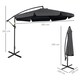 image 5 of Outsunny 2.7m Garden Banana Parasol Cantilever Umbrella with Crank Handle and Cross Base for Outdoor, Hanging Sun Shade, Black