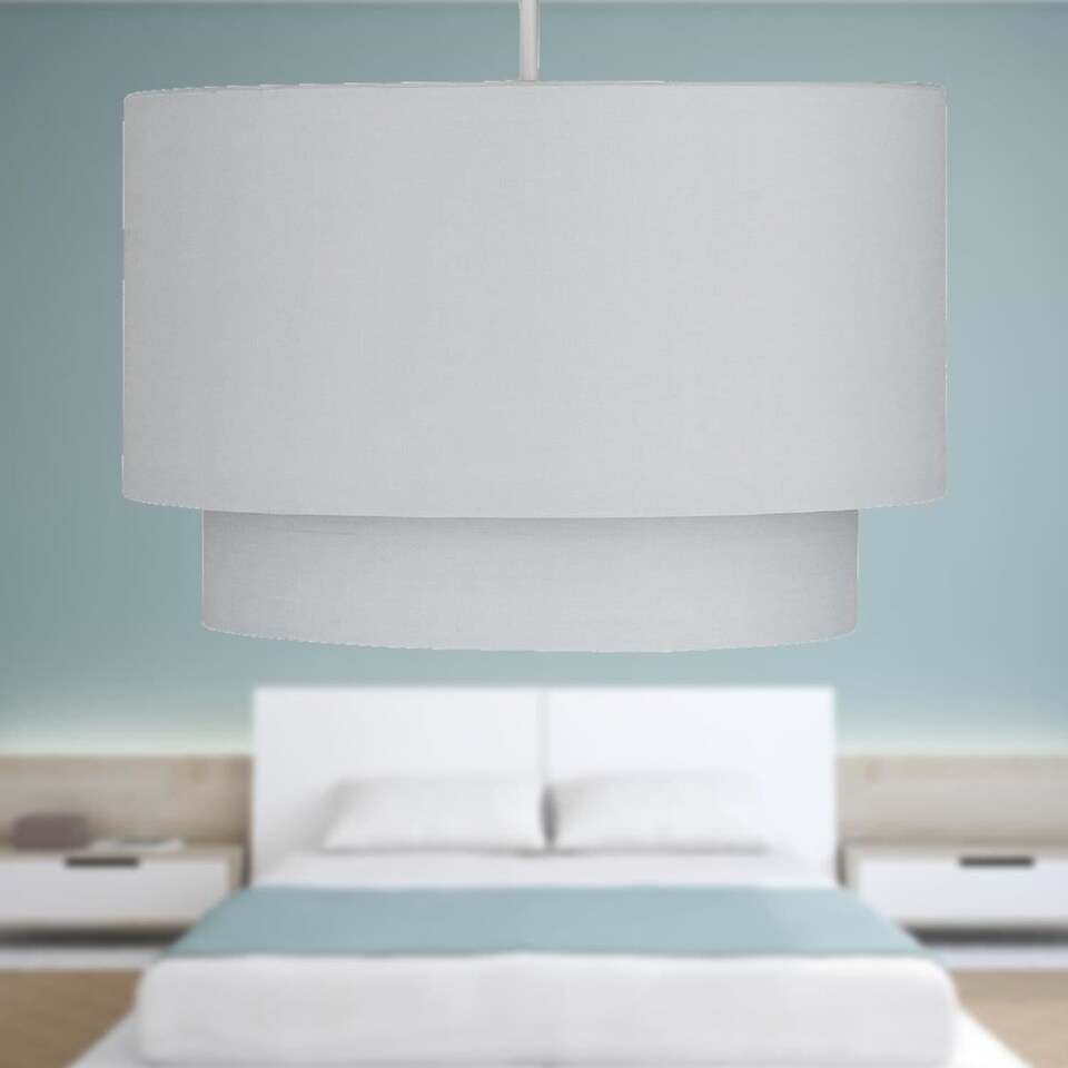 image 1 of Pair of Light Grey 2 Tier Ceiling Light Shades | Grey | Medium | 2