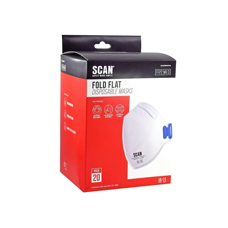 image 1 of Scan Fold Flat Disposable Mask - Multi Colour - Box of 20