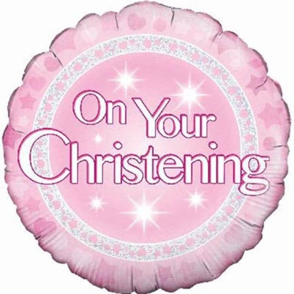 On Your Christening Pink Round Foil Helium Balloon 46cm / 18 in