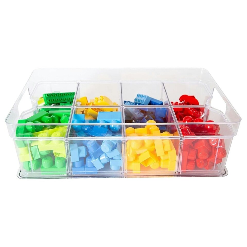 image 1 of 3 x Medium (36.5cm x 27.5cm x 10.5cm) Adjustable Plastic Modular Storage Compartment Organisers Great For Crafts, Makeup & Food Clear