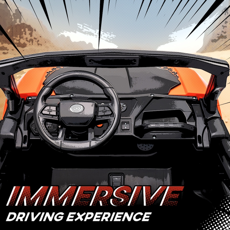 image 1 of AIYAPLAY 24V Electric Ride on Car, 2-Seater Electric Car for Kids with Remote Control, Light, Bluetooth, Soft Start, Suspension Spring, 2 Motors Children Ride on Toy UTV Truck | Orange