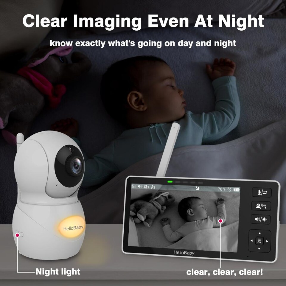 image 1 of HELLOBABY HB6082L 5.5 Inch LCD Display Baby Monitor - White