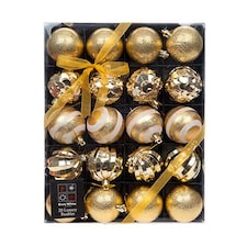 Assorted Luxury Gold Christmas Baubles - Pack of 20
