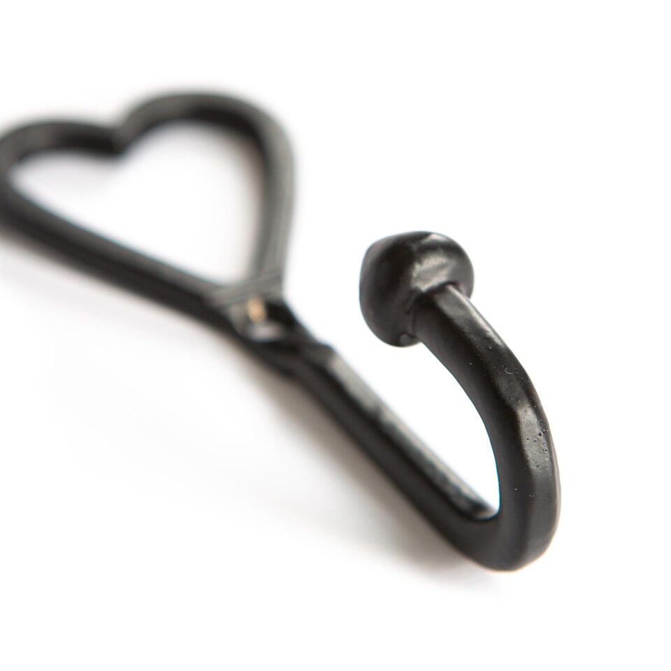 image 1 of Hammer & Tongs Single Heart Hook - W40mm x H100mm - Black