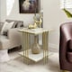 image 3 of 2 Tier Square Faux Marble Side Table Gold Gold