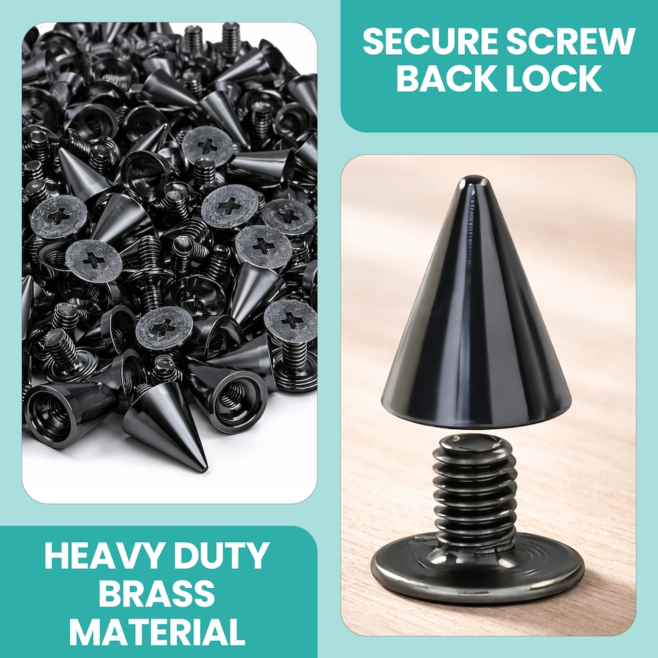 image 1 of 7x10mm Cone Spike Studs Screw Back for Leather Craft - 50pcs