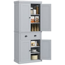 HOMCOM Freestanding Kitchen Storage Cabinet Drawers Cupboards Shelves Black