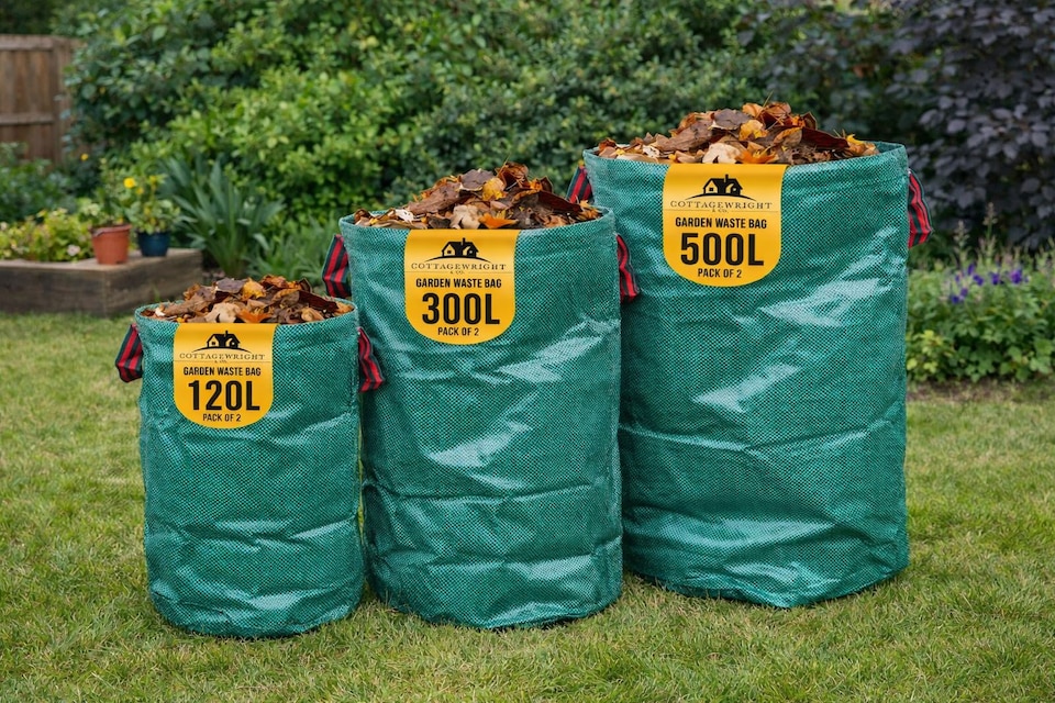 image 1 of Garden Bags Heavy Duty with Handles Reusable Garden Waste Bags for Plant, Grass, Dirt, Leaves Collection - Pack of 3