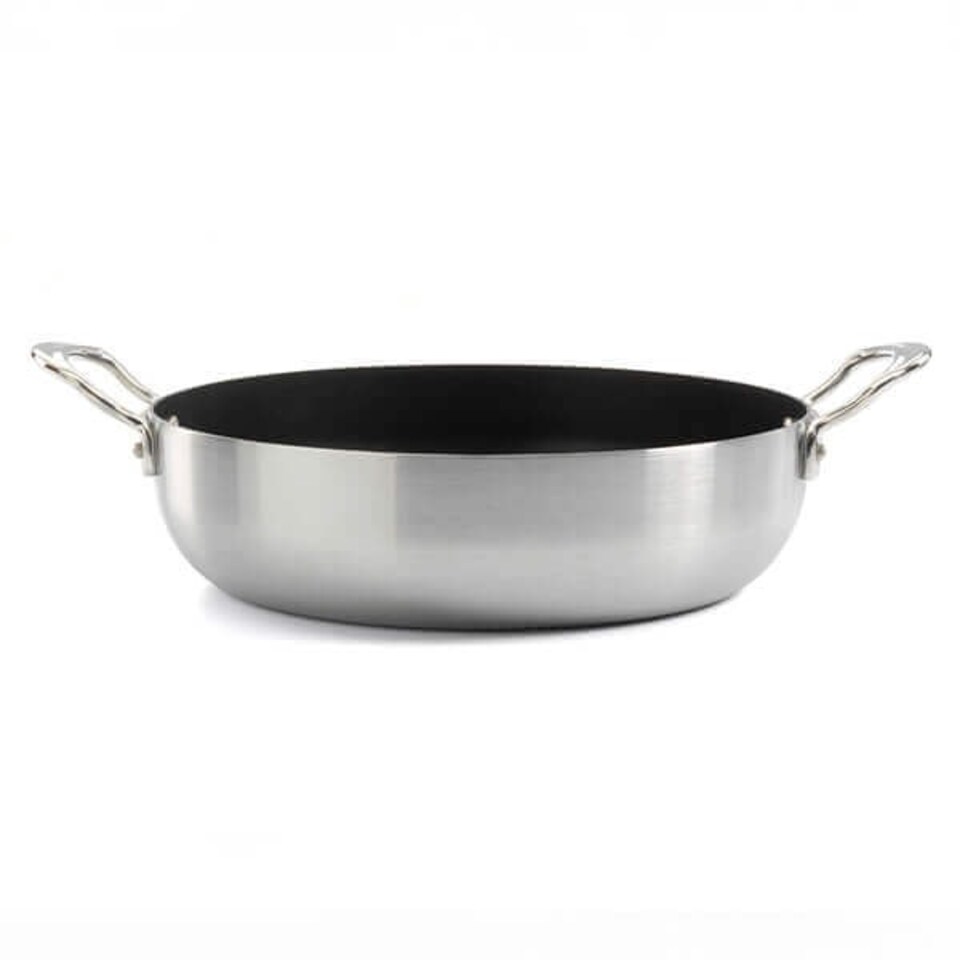 image 1 of Samuel Groves Classic Non-Stick Stainless Steel Triply 28cm Chefs Pan with Side Handles