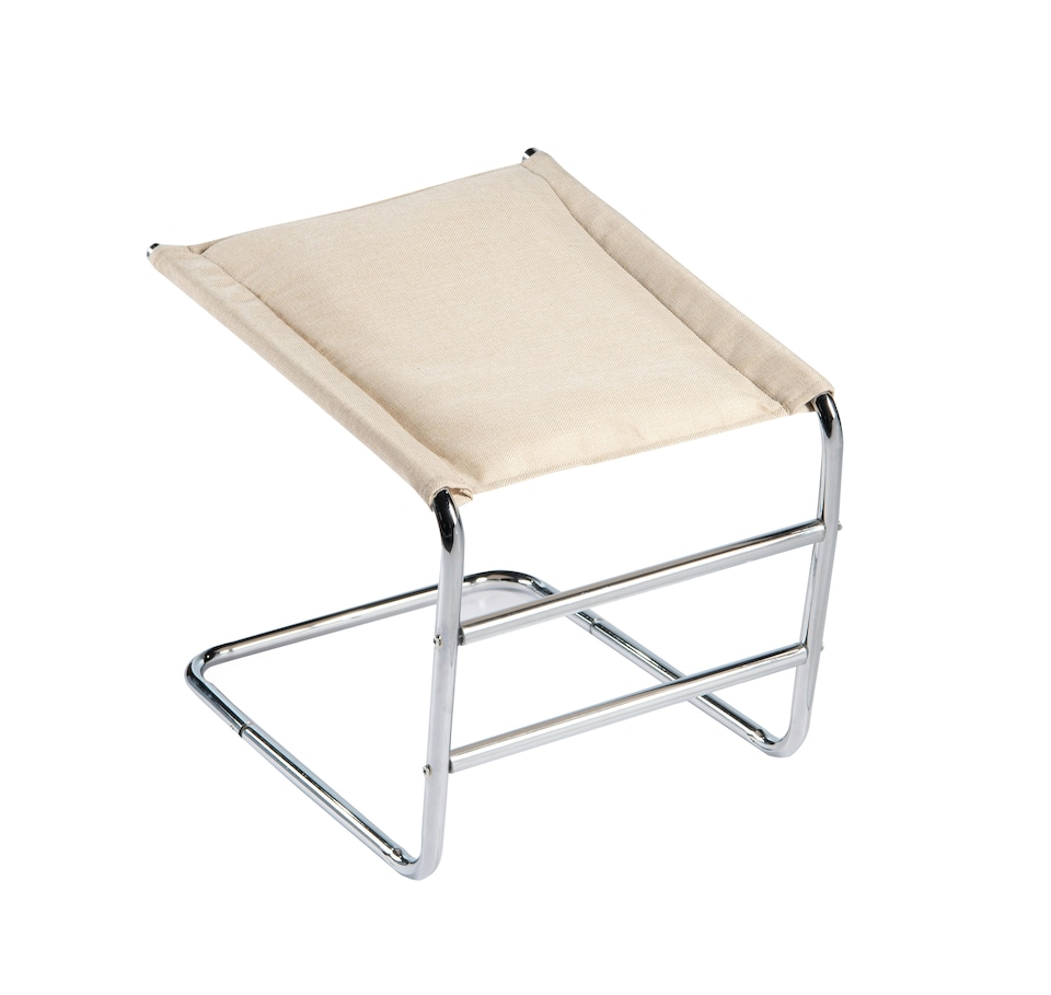 image 1 of Greenhurst Beige Footrest with Chrome Frame – Ergonomic Leg Support for Relaxation & Improved Circulation | Brown | Beige