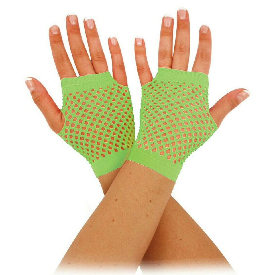 image 1 of Bristol Novelty Unisex Adults Short Fishnet Gloves (1 Pair) - Neon Green - One Size