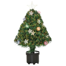 HOMCOM 2FT Pre-Lit Artificial Fibre Optic Christmas Xmas Tree Lights Decoration