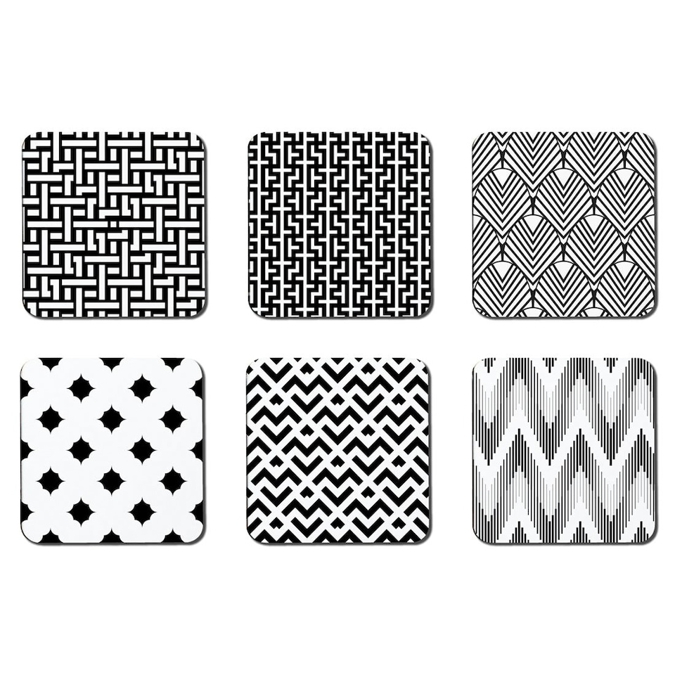 image 1 of Geometric Black & White Collection (Placemat & Coaster Set)