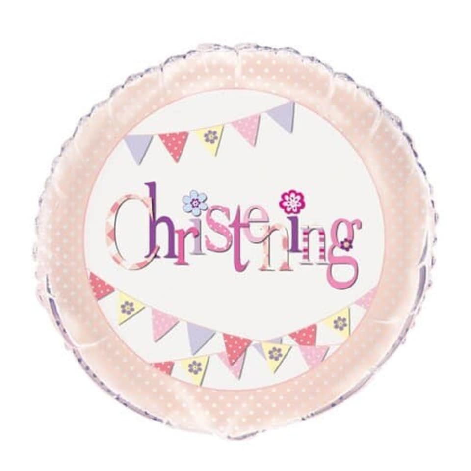 image 1 of Christening Pink Foil Helium Balloon 46cm / 18 in