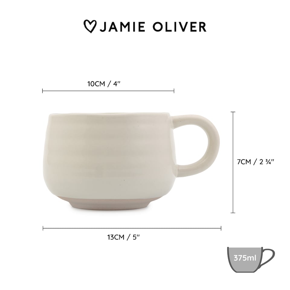 image 1 of Jamie Oliver Big Love White Stoneware Mugs, Set of 4, 375ml | White | White