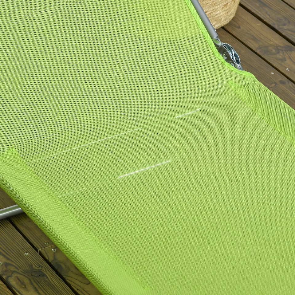 image 1 of Outsunny 2 Pieces Sun Loungers Foldable Reclining Chair with Headrest Green | Green