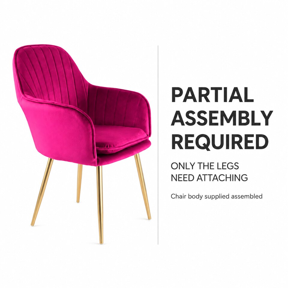 image 1 of MUSE Pair of Chairs Upholstered in Velvet Fabric with Gold Legs - Fuchsia Pink | Pink | Fuchsia | One Size