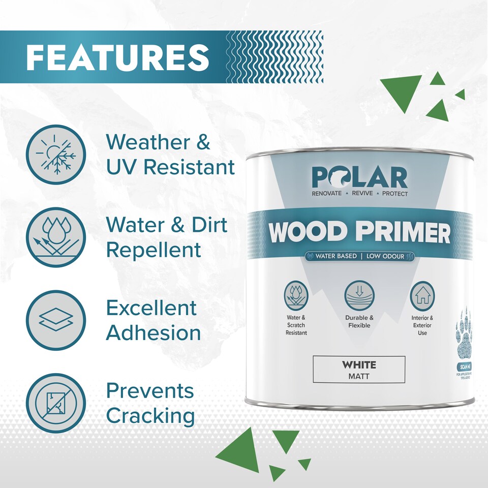 image 1 of Polar Wood Primer Undercoat Water Based Interior & Exterior | White | White | 1 litre