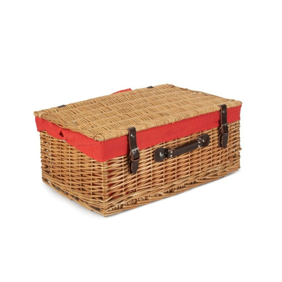 image 1 of 55cm Buff Picnic Basket with Lining Red | Red | One Size