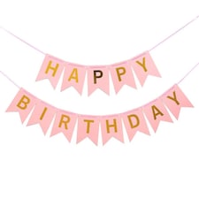 Happy Birthday Banner Peach Pink
