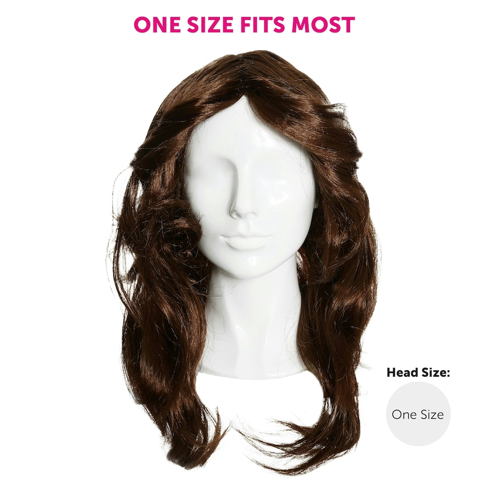 image 1 of 70s Flick Wig – Brown Retro Fancy Dress Hairpiece for Disco & Vintage Costumes Brown | One Size