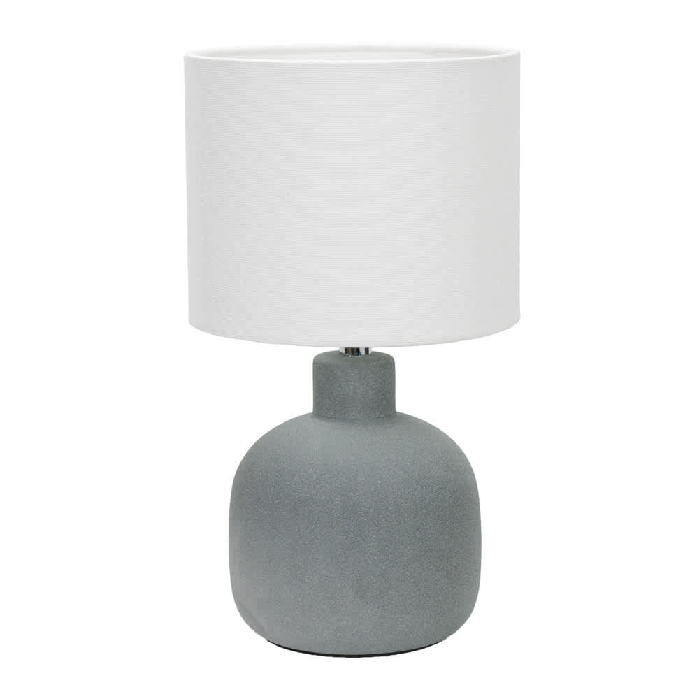ValueLights Chelsea Natural Linen Shade Hand Finished Sandblast Ceramic Table Lamp with Bulb in Grey