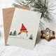 image 3 of Greeting Card Robin Bird Wearing Winter Hat Snowy Landscape Blank For Him Or Her Art Xmas Christmas Card