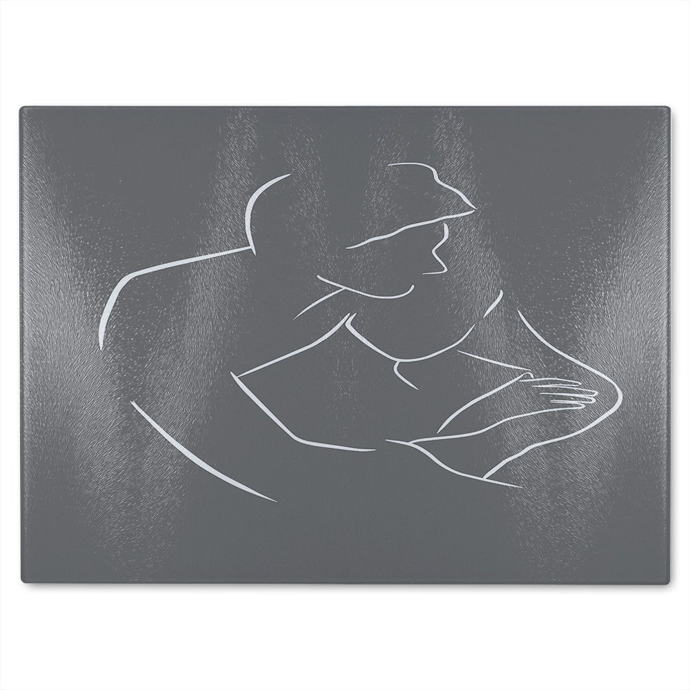 Drawing of a couple in one line Designer Glass Chopping Board Multi