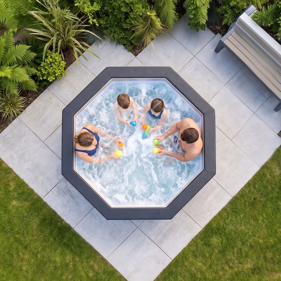 image 1 of Wave Como 6 Person Eco Foam Hot Tub, EnergySave Bundle, Pebble White