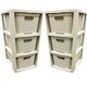 image 2 of 3 Drawer Large Spacious Rattan Effect Cream Home Office Modular Storage Tower Unit Cream
