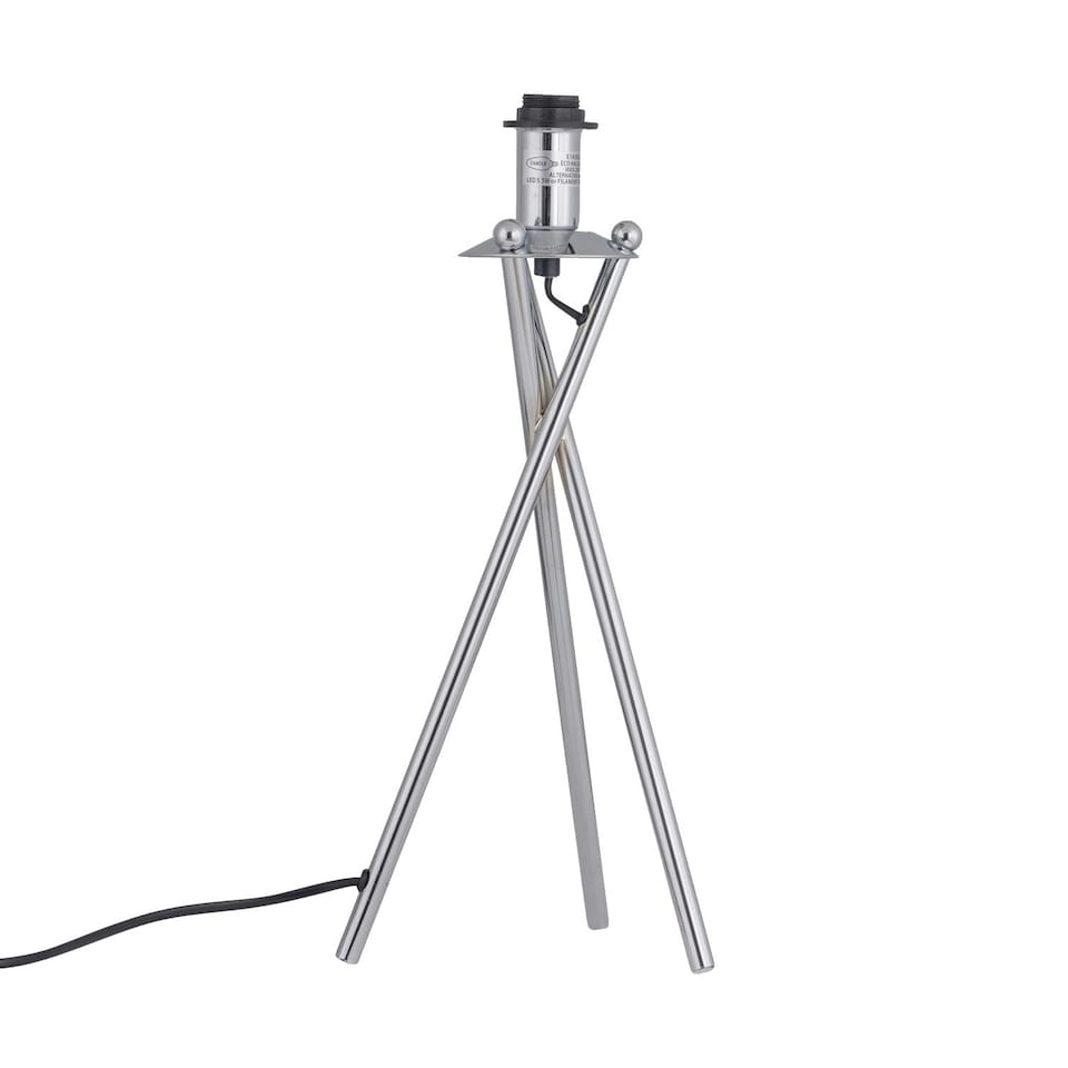 image 1 of Tripod - Polished Chrome Lamp with Natural Linen Shade Chrome | Brown
