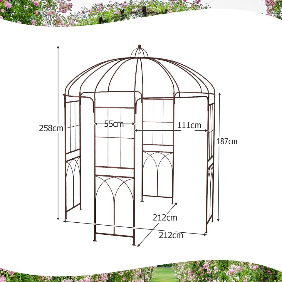 image 1 of COSTWAY Birdcage Shape Garden Arbor Plant Trellis