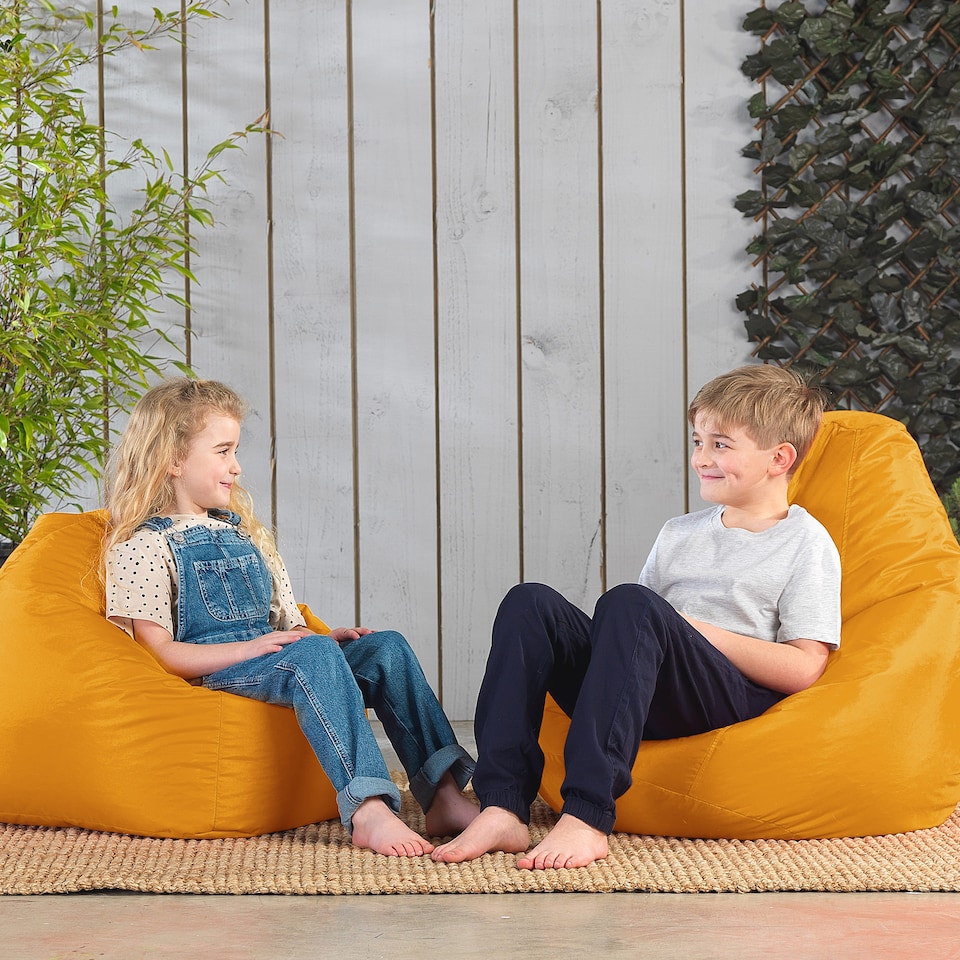 image 1 of Kids High Back Bean Bag Ochre Yellow Indoor Outdoor Childrens Bean Bags
