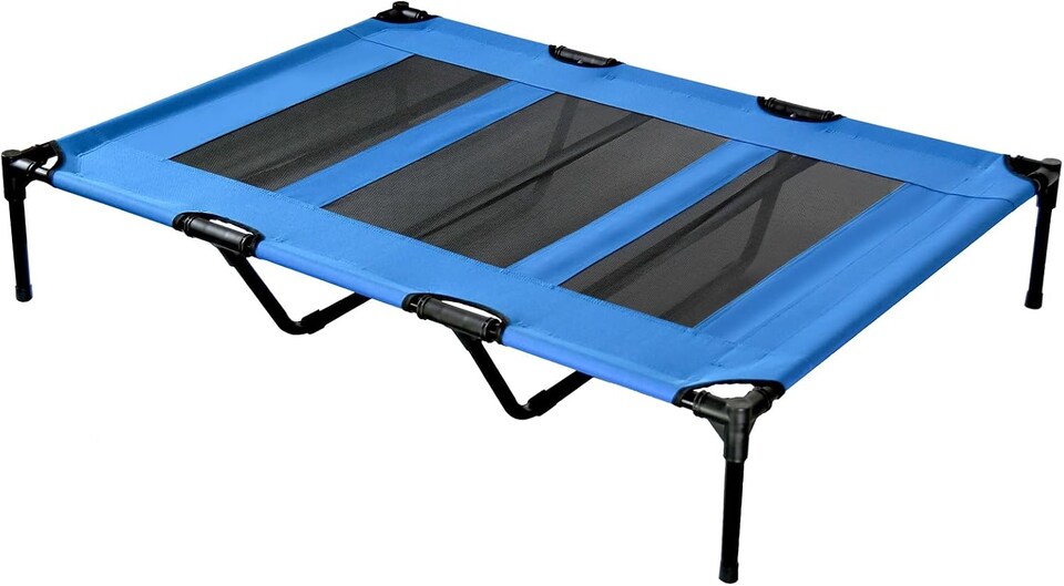 image 1 of Actiaspet Elevated Dog Bed Oxford Mesh Pet Cot Indoor or Outdoor (Blue, Extra Large)
