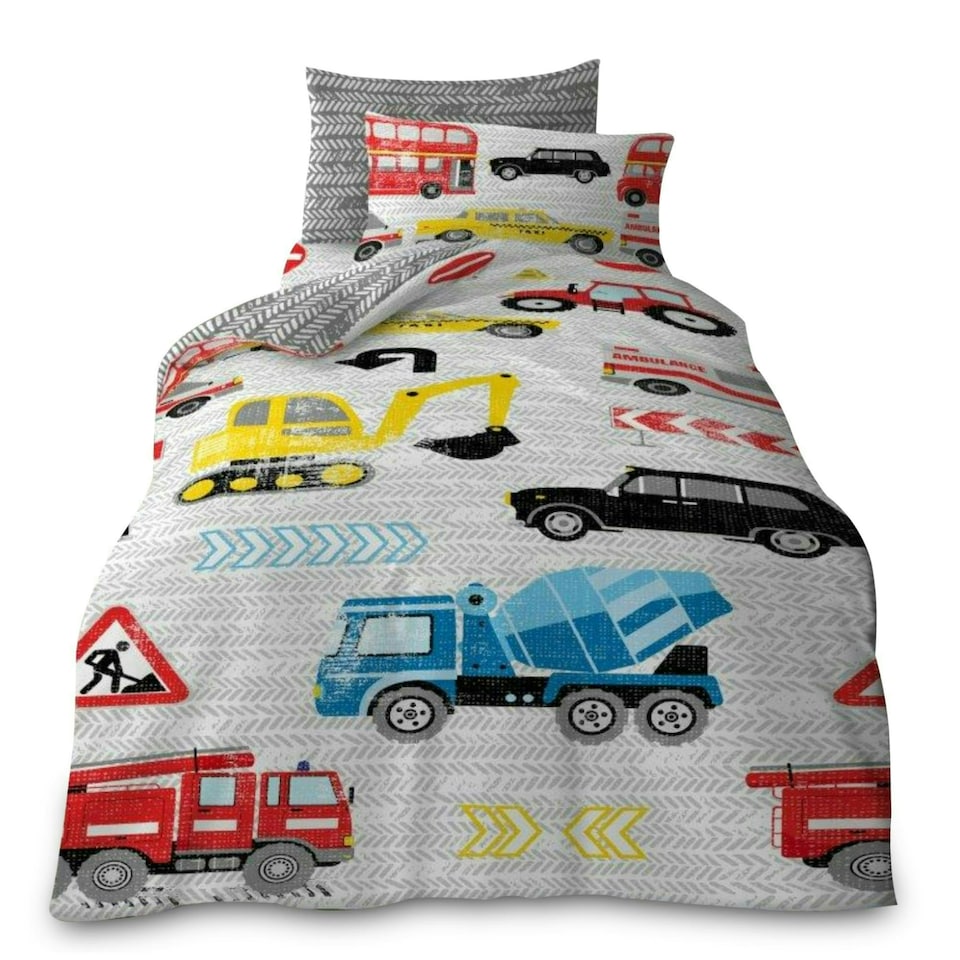 image 1 of VELVETIO Kids Transport Duvet Cover Set Printed Beddings Multi | Single