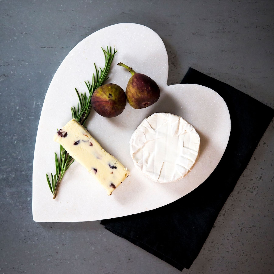 image 1 of Argon Tableware Heart Marble Chopping Board - 23 x 27cm | White | White