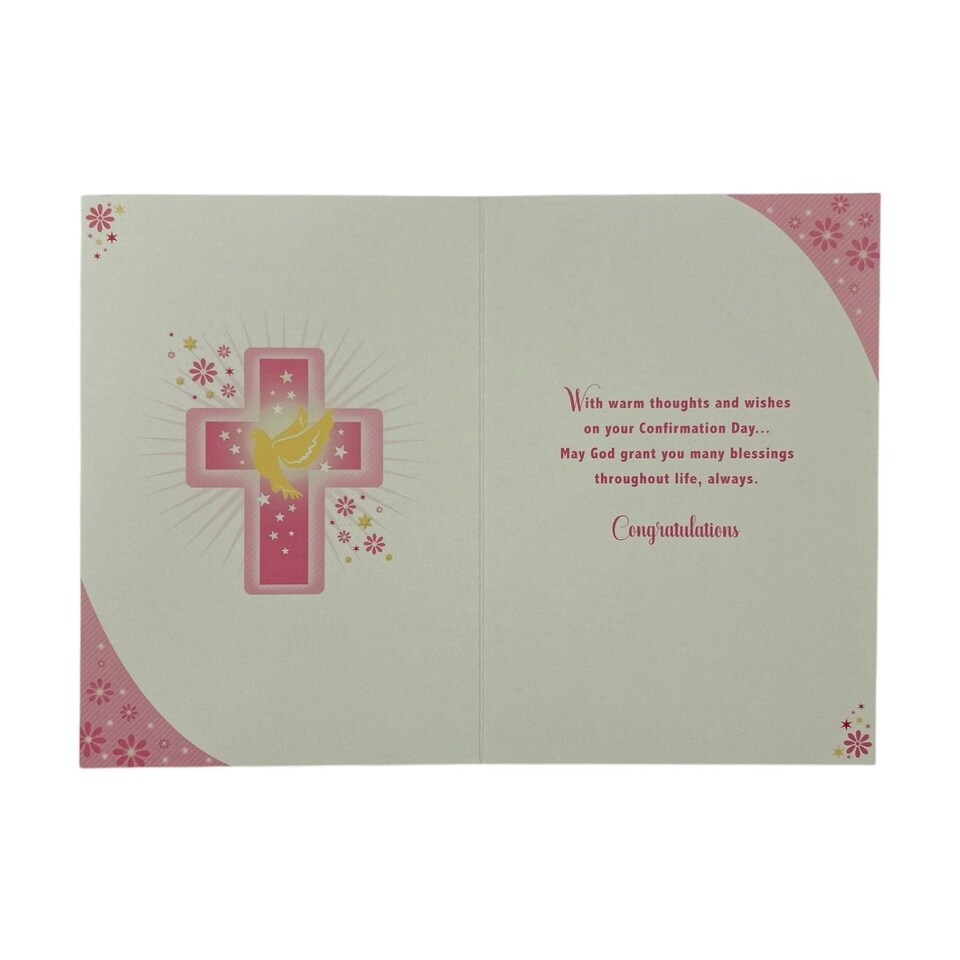 image 1 of For Daughter Dove And Cross Pink Design Confirmation Religious Greeting Card
