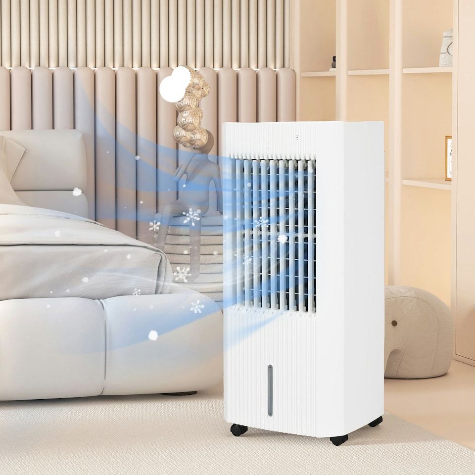 image 1 of HOMCOM Portable Air Cooler with Humidifier, Ice Packs, Oscillation, White